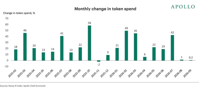 El gasto corporativo en tokens se ralentiza