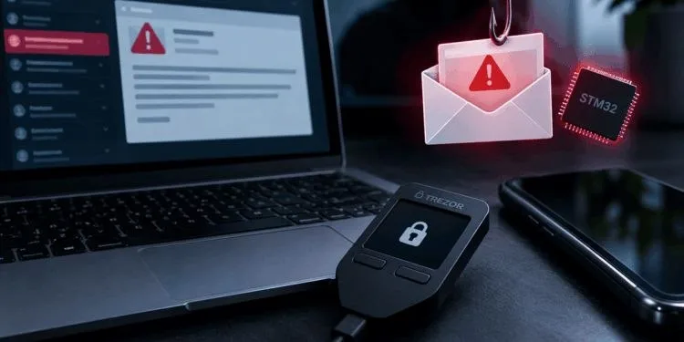Trezor alerta campaña de phishing con falsa falla