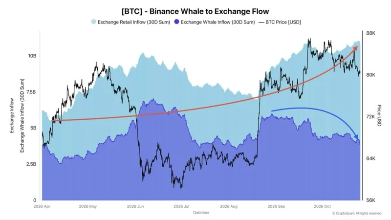 Ballenas acumulan Bitcoin mientras minoristas venden