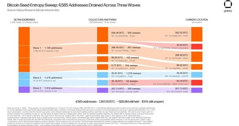 ⛔️💰Una tercera ola de ataques elevó a 1.367 BTC los fondos sustraídos en monederos Coldcard. Con técnicas…
