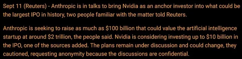 Nvidia negocia invertir 10.000 millones en la IPO de Anthropic
