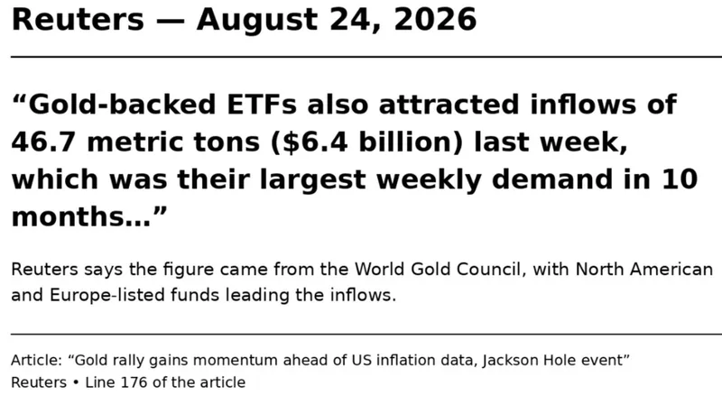Los ETF de oro registran su mayor entrada en 10 meses