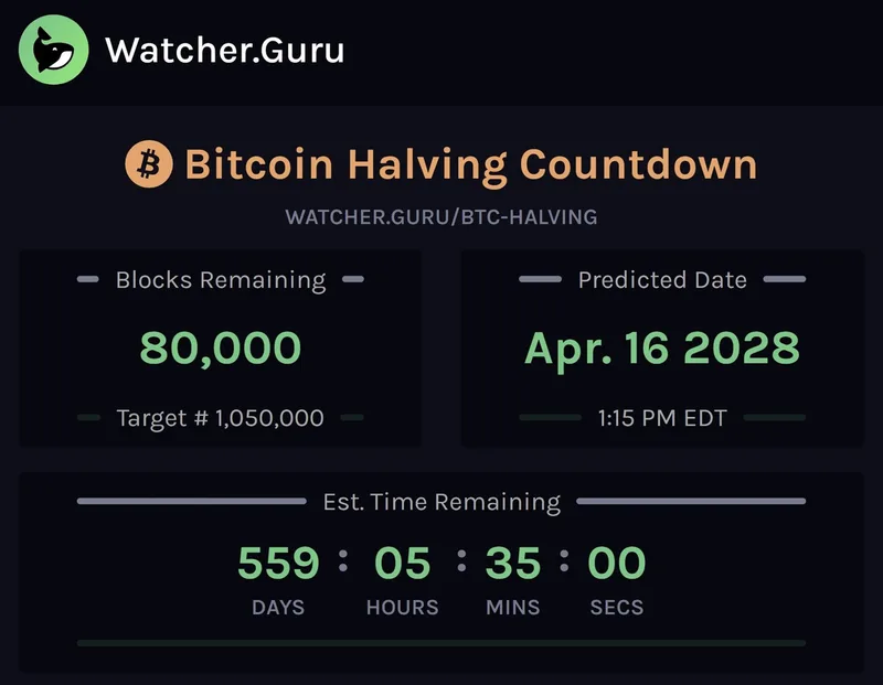 Faltan 80.000 bloques para el próximo Halving de Bitcoin