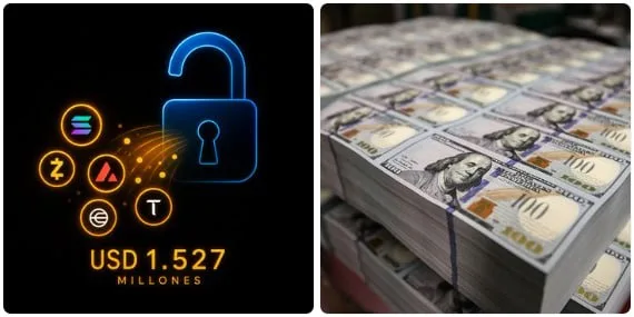 Desbloqueos de tokens superarán los 1.535 millones