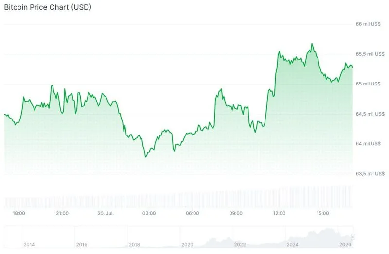 Bitcoin volvió a superar los USD 65.000 en una jornada marcada por la caída de las acciones tecnológicas y el alza…